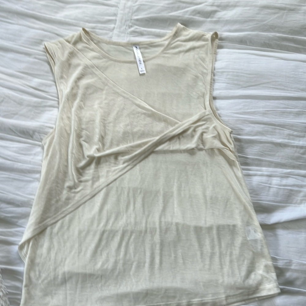 Fabletics sheer ivory tank, size S